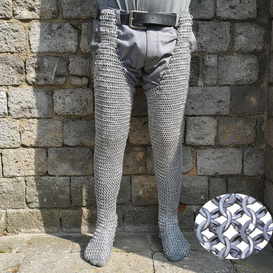 Aluminum Chainmail Chausses – 9mm Flat Ring Riveted and Washers