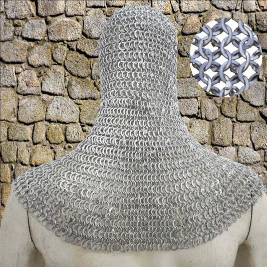 LARP Chainmail Coif – 9mm Flat Riveted Rings with Flat Washers