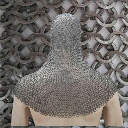 Medieval Chain mail Coif – 9 mm Flat Riveted Rings with Washer