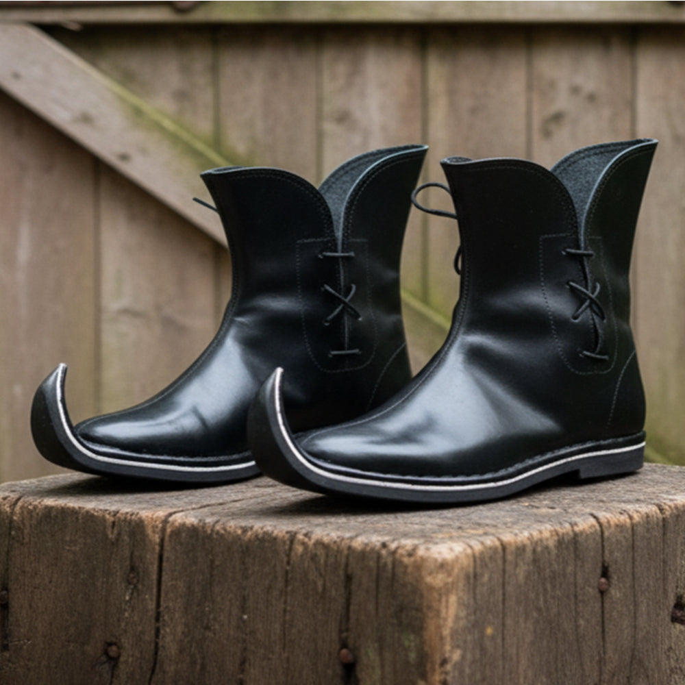 Medieval Tulip Boot | Low Poulaines Leather Shoes for LARP & Ren Faire Costume