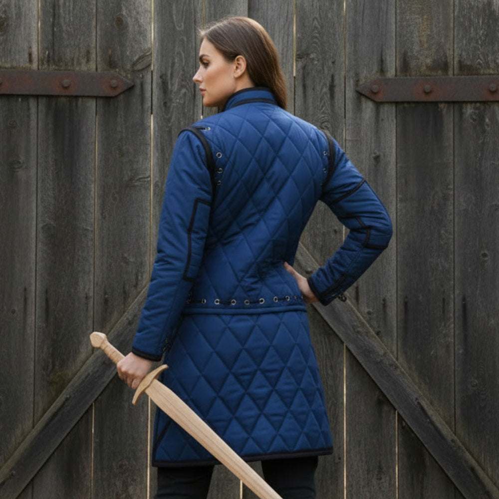 Royal Blue Gambeson: Medieval Padded Armor - Reenactment Costume