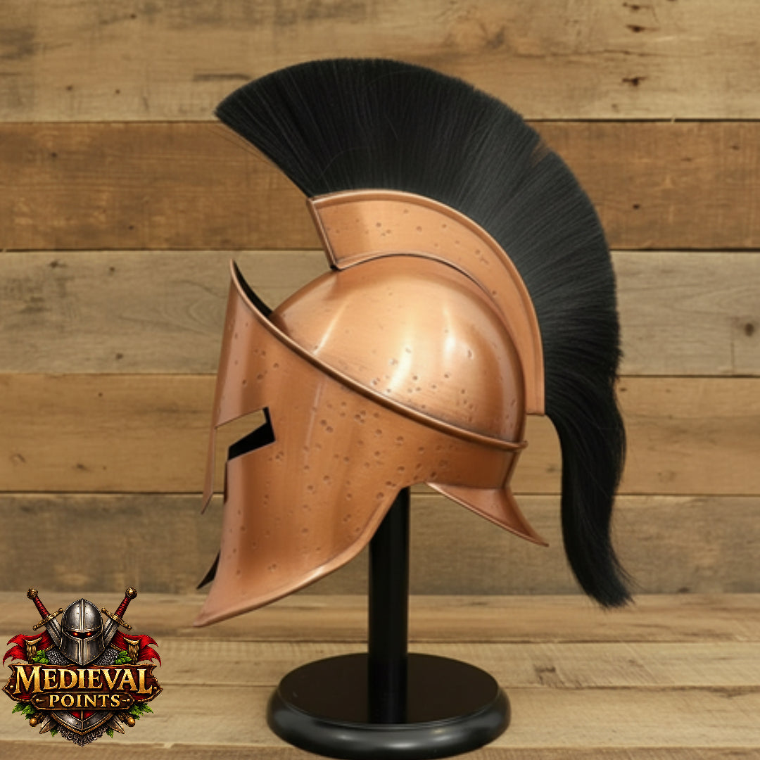 Spartan Helmet : 300 Spartan Costume With Black Plume , Role Play Free Display Stand