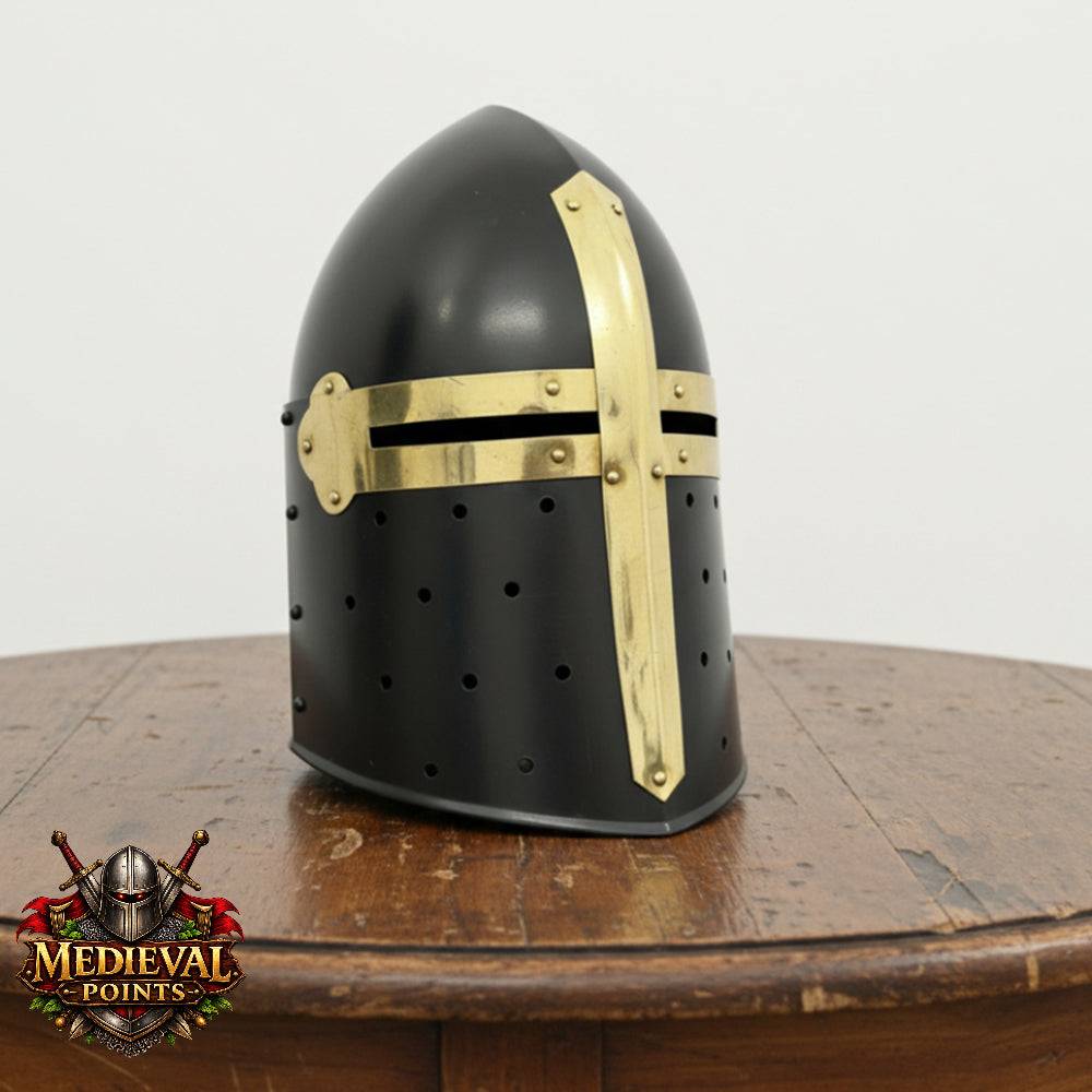New Suger-loaf Helmet With Wooden Stand , Crusader Helmet