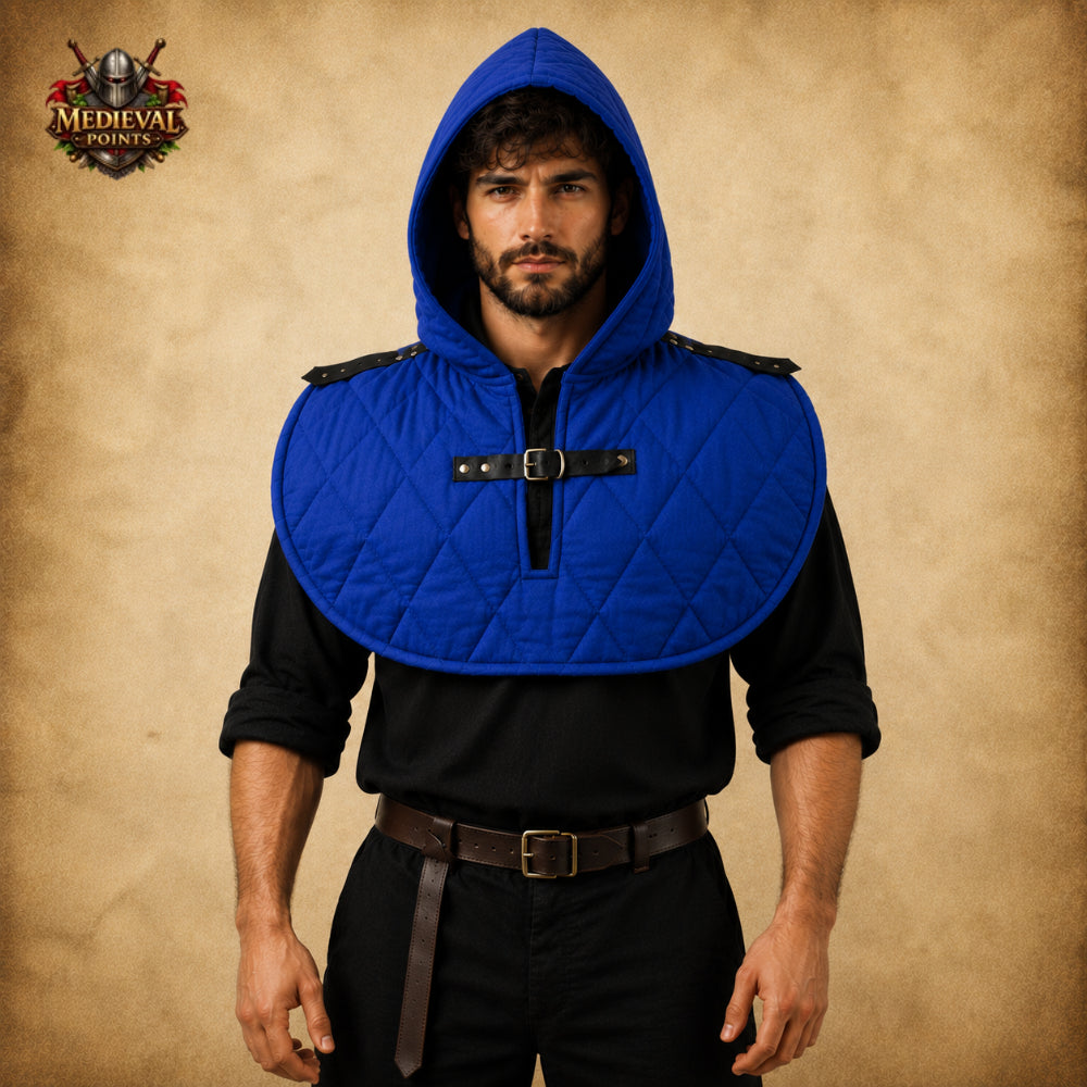 Medieval Quilted Padded Coif Hood – Cotton Gambeson Arming Cap for LARP, HEMA, SCA & Reenactment Armor