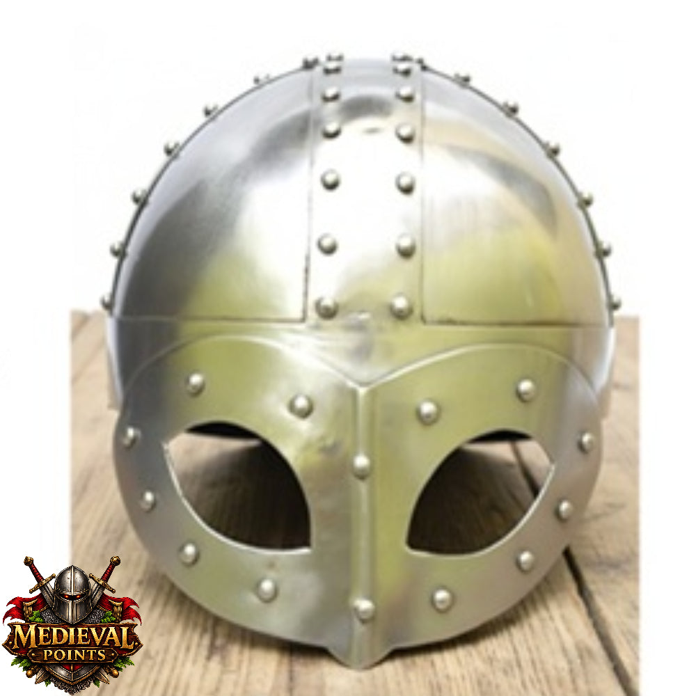 Viking Helmet: Gjermundbu Helmet , Warrior Costume wooden stand - LARP, SCA Armour