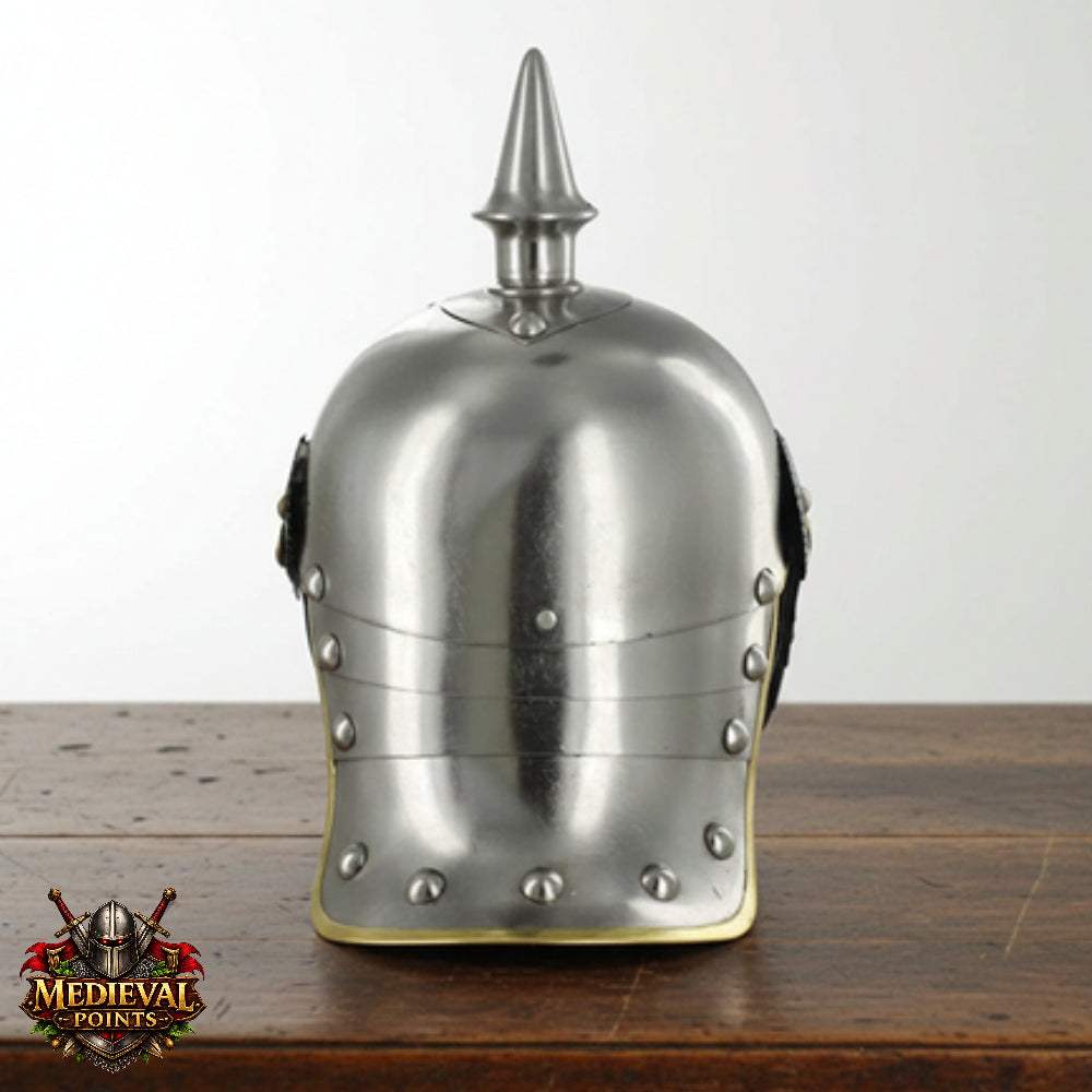 German Pickelhaube Helmet Steel Spiked Helmet Prussian Military Replica Armor