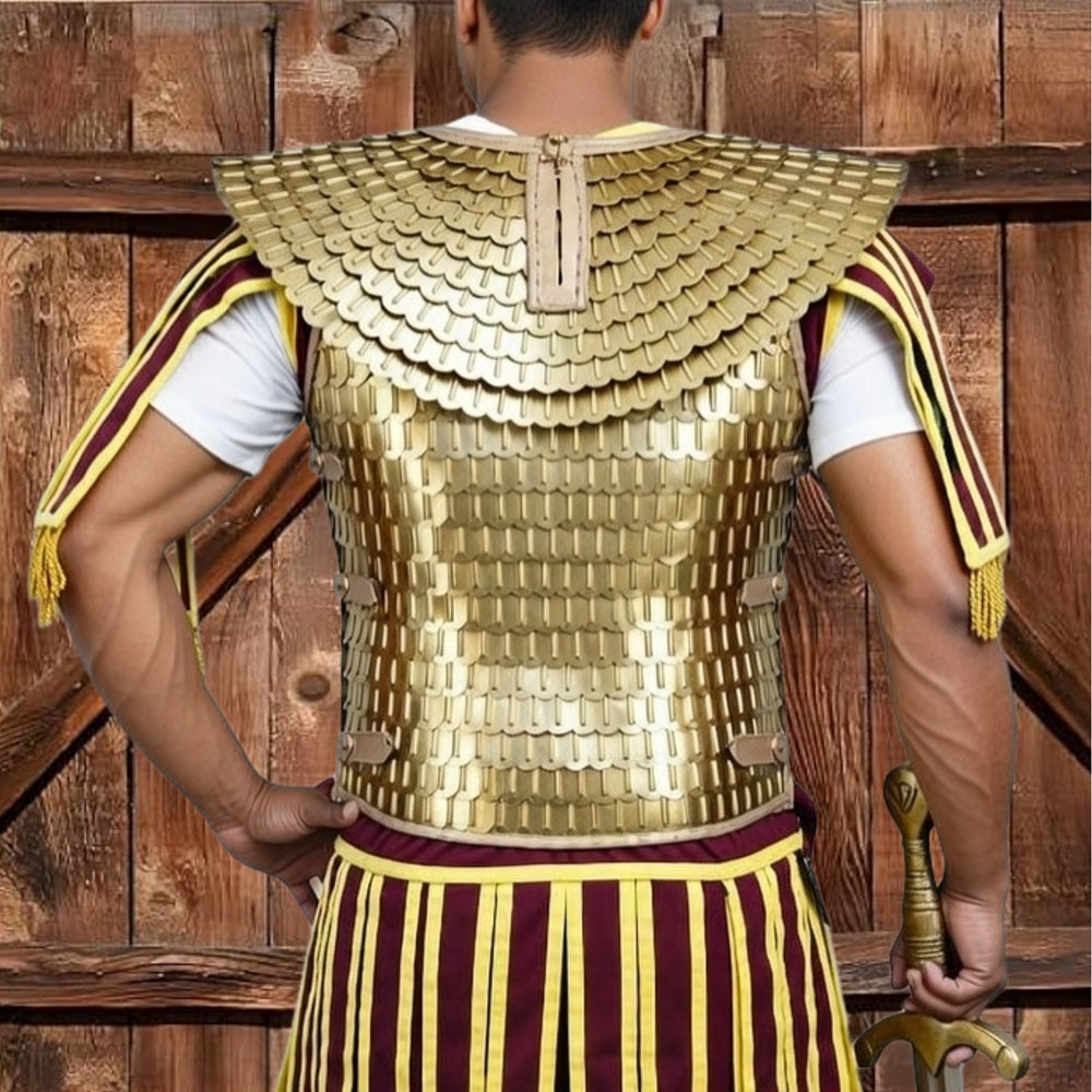 Brass Scale Lorica Squamata: Roman Empire Armor with Leather Edges