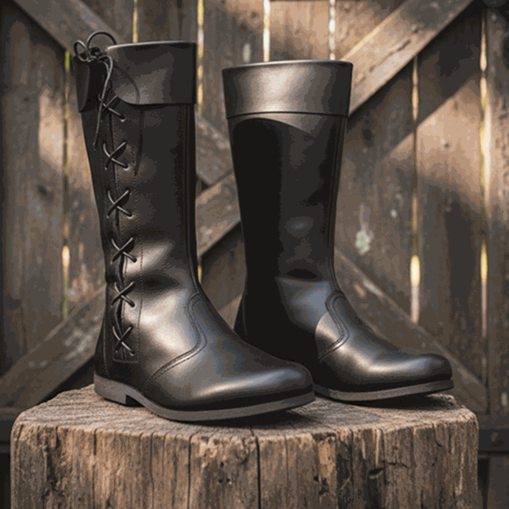 Medieval Leather lises Boots: Ren Faire Viking Pirate Shoes for Halloween events