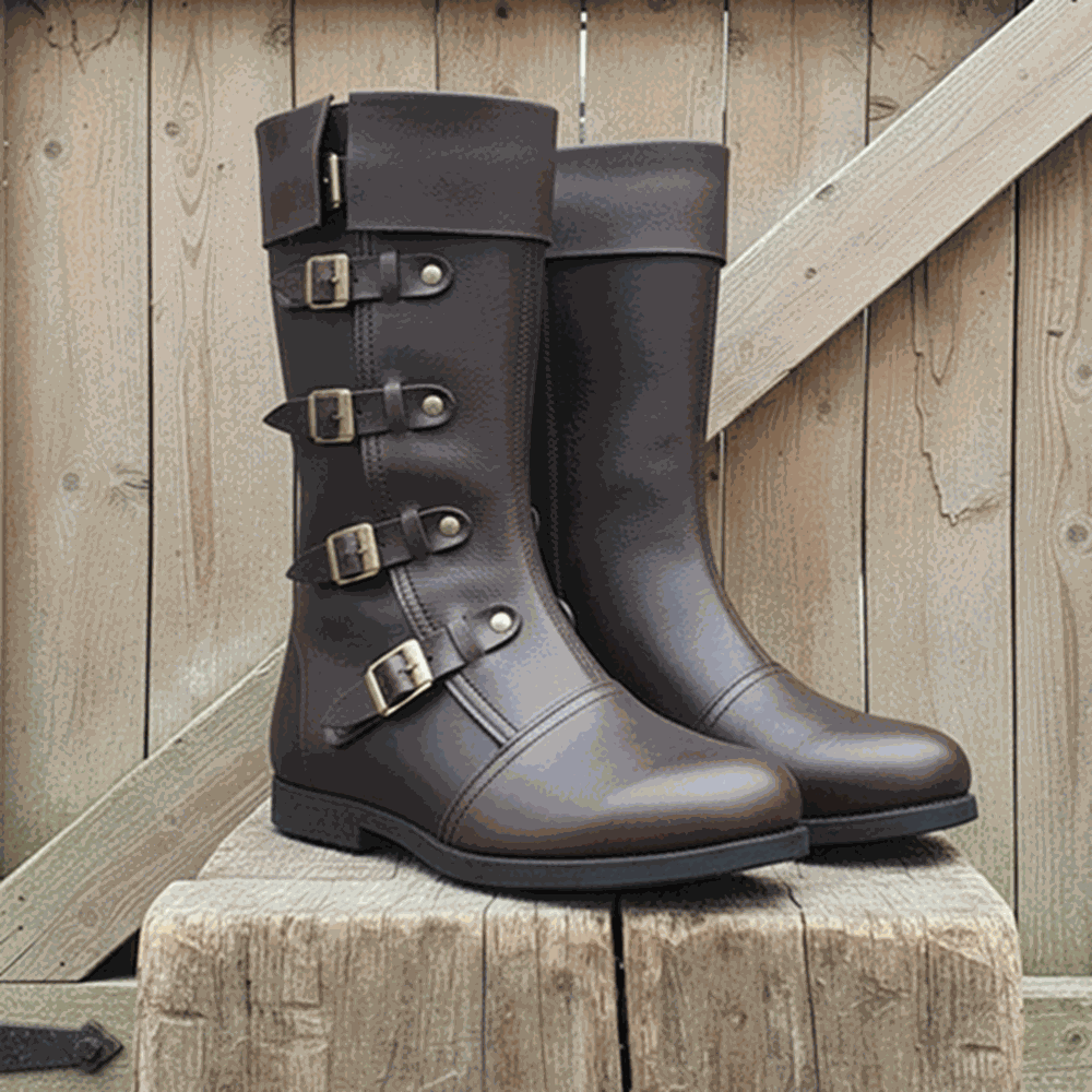 Medieval Renaissance Boots : Viking Pirate Style Ren faire Boots, Brown Reenactments Shoes ,