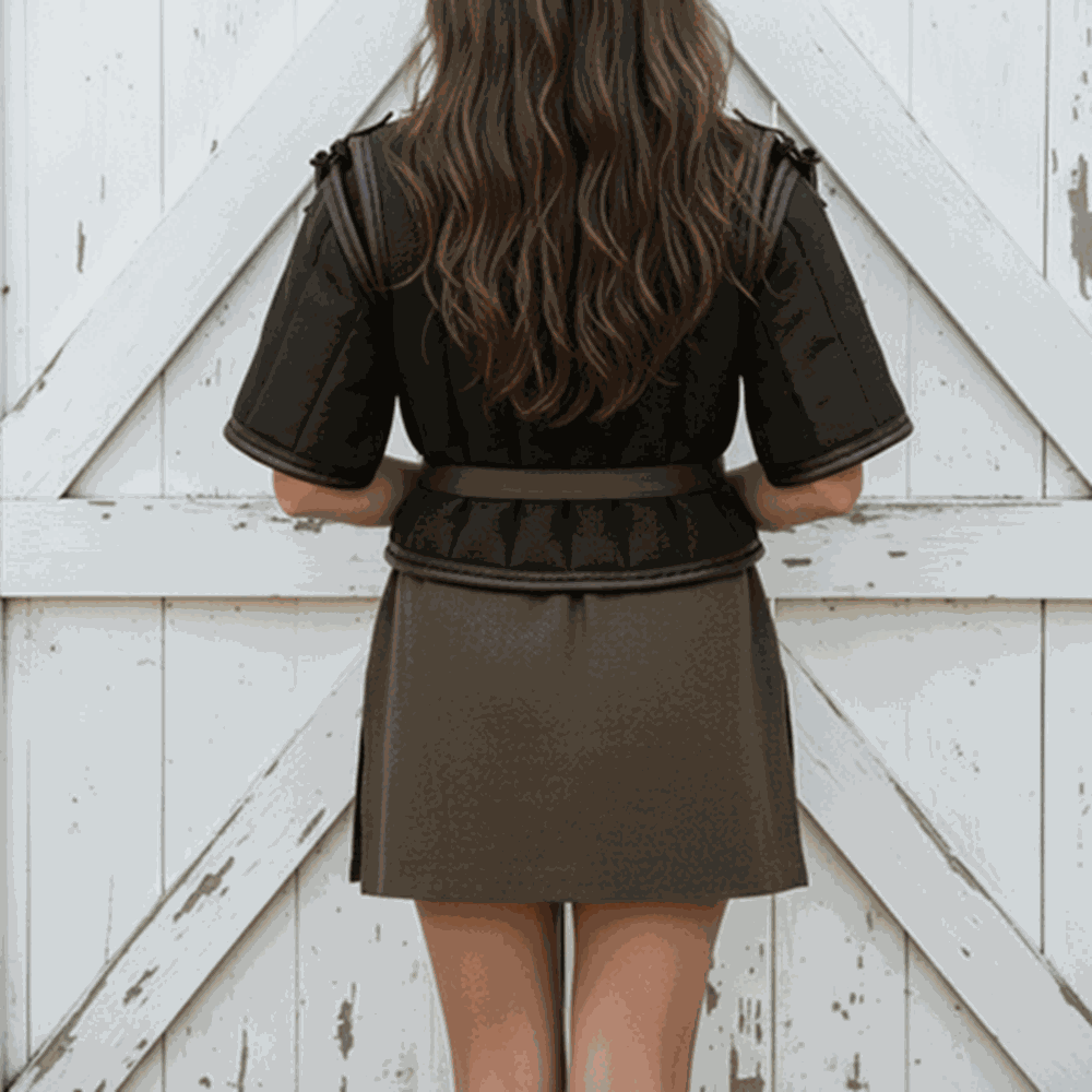 Ren faire Costume : Black Gambeson with Brown Leather Trim