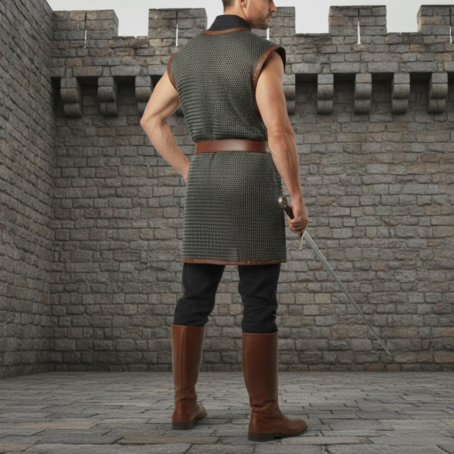 Sleeveless Chainmail Shirt – 9mm Flat Riveted Rings with Washers