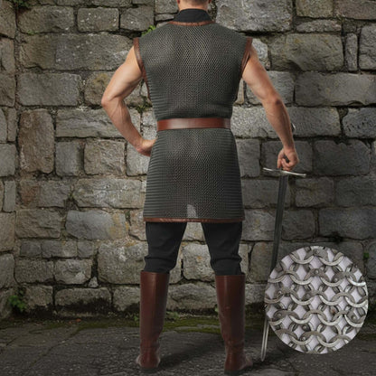 Sleeveless Chainmail Shirt – 9mm Flat Riveted Rings with Washers