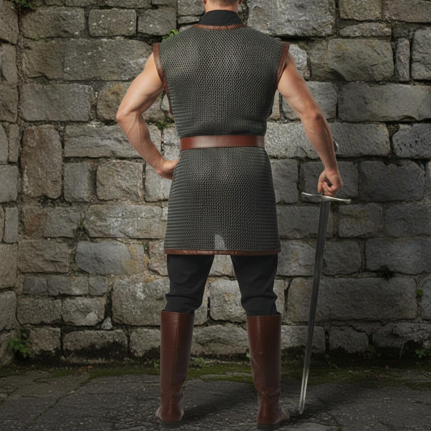 Sleeveless Chainmail Shirt – 9mm Flat Riveted Rings with Washers