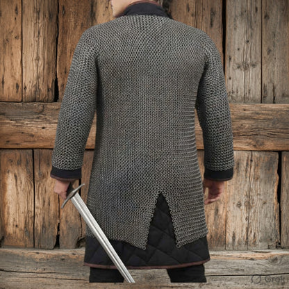 9MM Chainmail Hauberk Riveted Mild Steel Chainmail Shirt | Medieval Armor Costume
