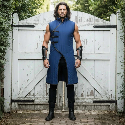 Sleeve less Gambeson : Royal Blue Padded Costume , Halloween gifts