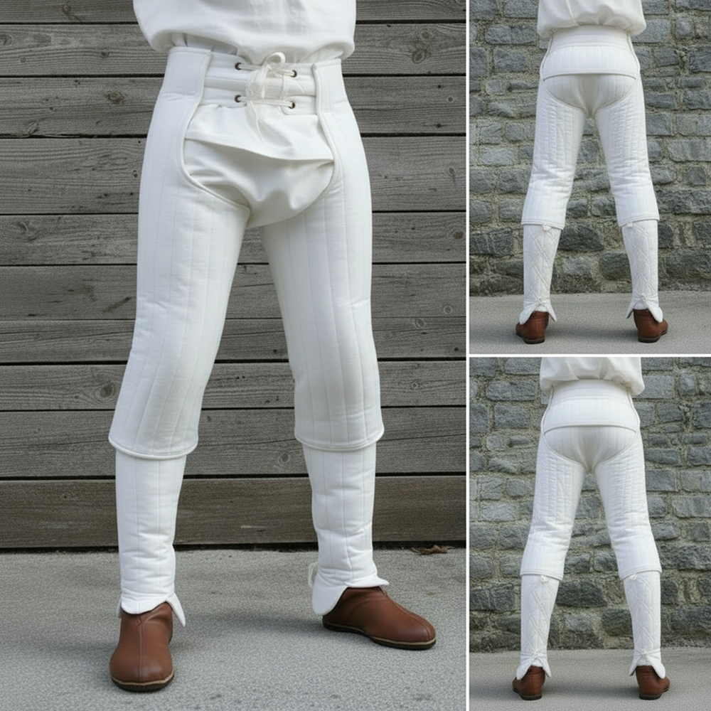 Medieval Padded Cotton Leggings - Quilted Chausses for SCA Armor & LARP Costume - Under Leg Protection