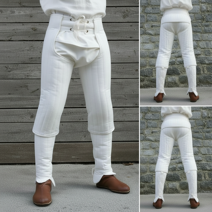 Medieval Padded Cotton Leggings - Quilted Chausses for SCA Armor & LARP Costume - Under Leg Protection