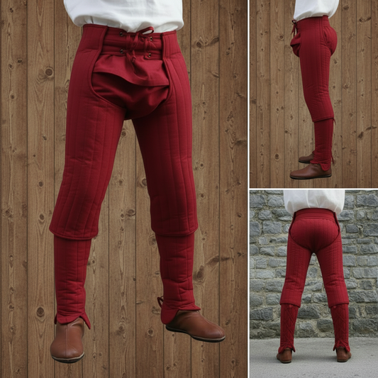 Medieval Padded Cotton Leggings - Quilted Chausses for SCA Armor & LARP Costume - Under Leg Protection