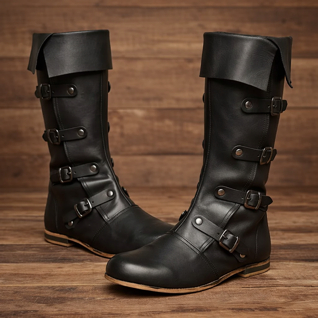 Medieval Leather Renaissance Boots - Viking Pirate Style Renfaire Boots, Reenactments, Theater, Halloween events