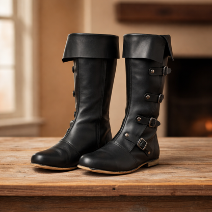 Medieval Leather Renaissance Boots - Viking Pirate Style Renfaire Boots, Reenactments, Theater, Halloween events