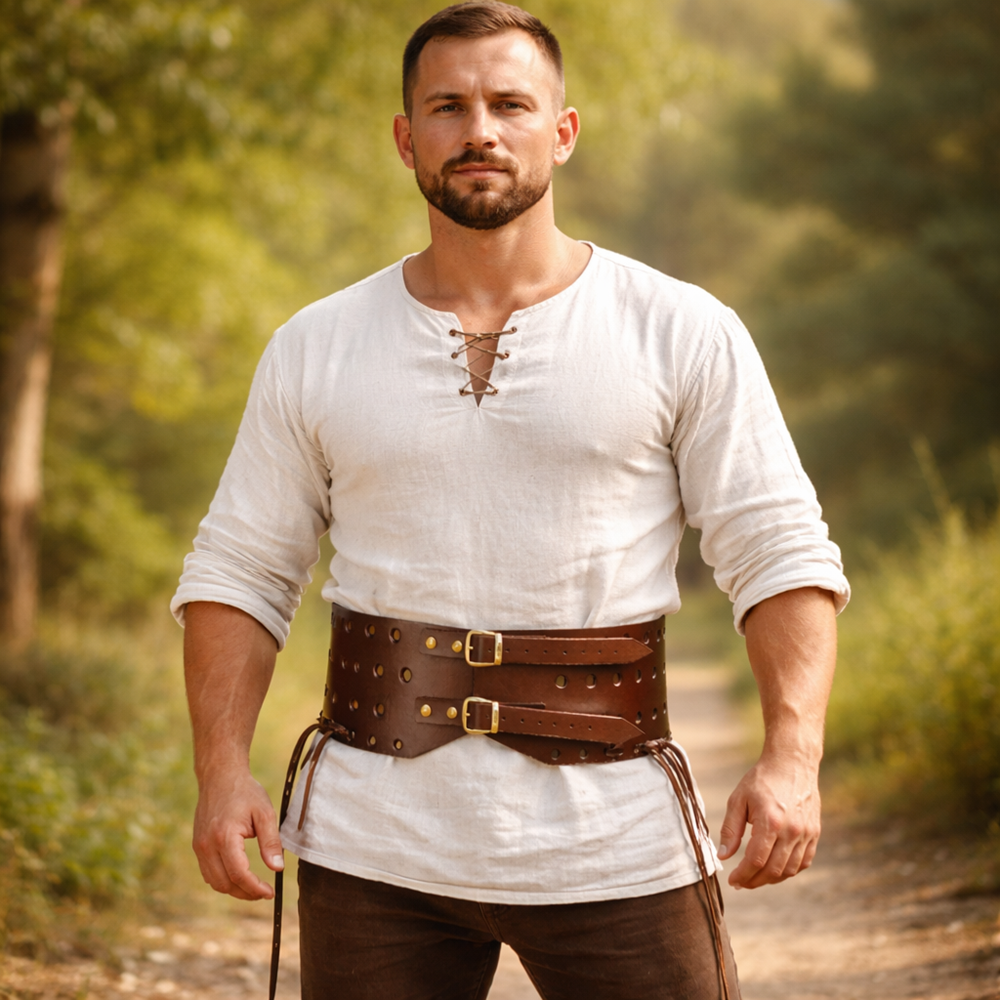Medieval Leather Belt - Hold Padded Chausses For Ren-faire & HMB Event