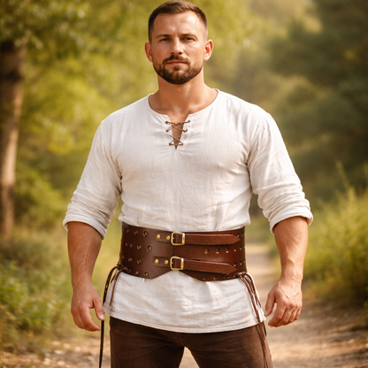 Medieval Leather Belt - Hold Padded Chausses For Ren-faire & HMB Event