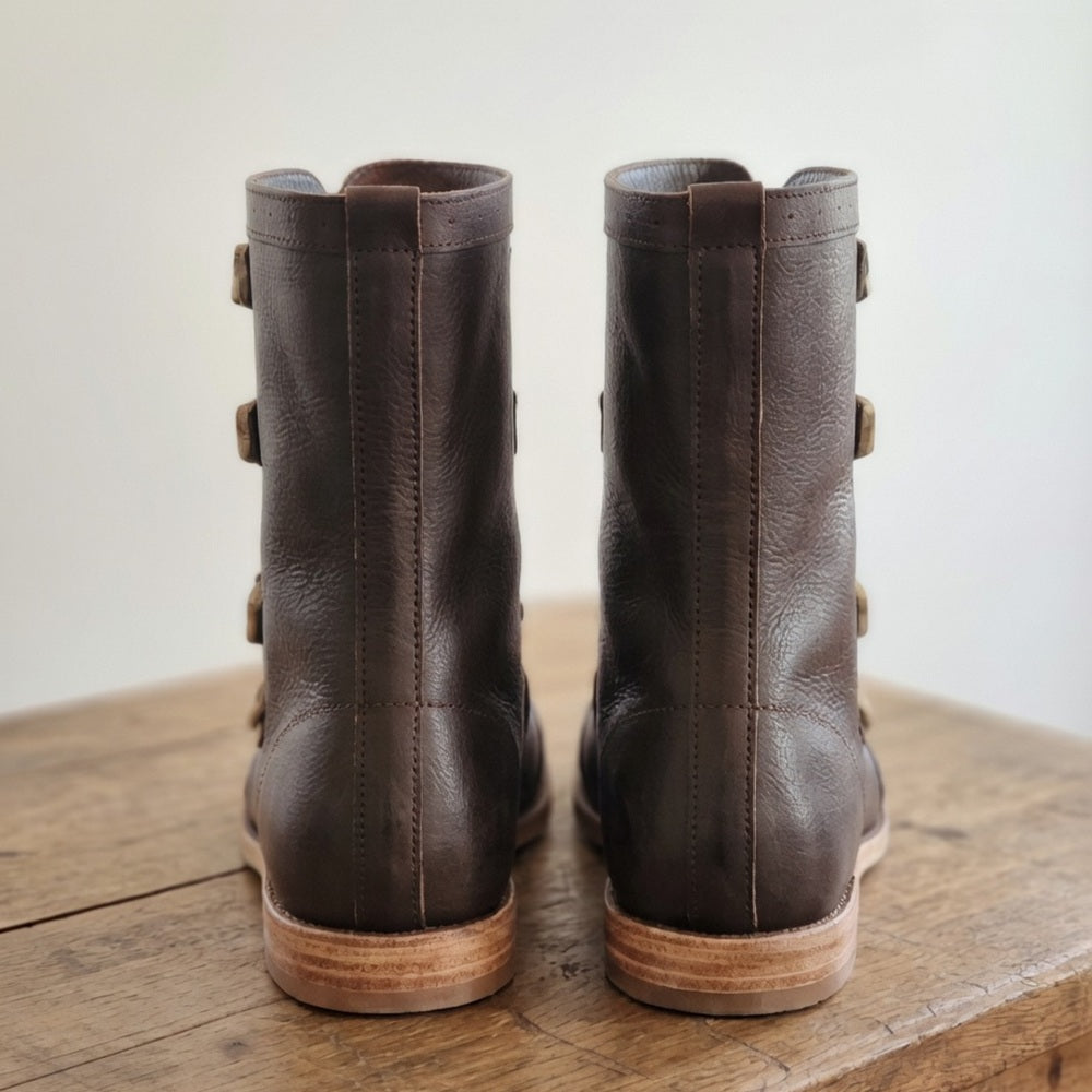 Viking Leather Ankle Boots - Medieval Renaissance Shoes, Handmade LARP Footwear
