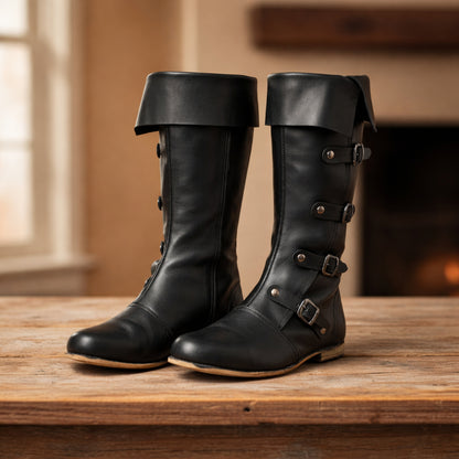 Medieval Leather Renaissance Boots - Viking Pirate Style Renfaire Boots, Reenactments, Theater, Halloween events