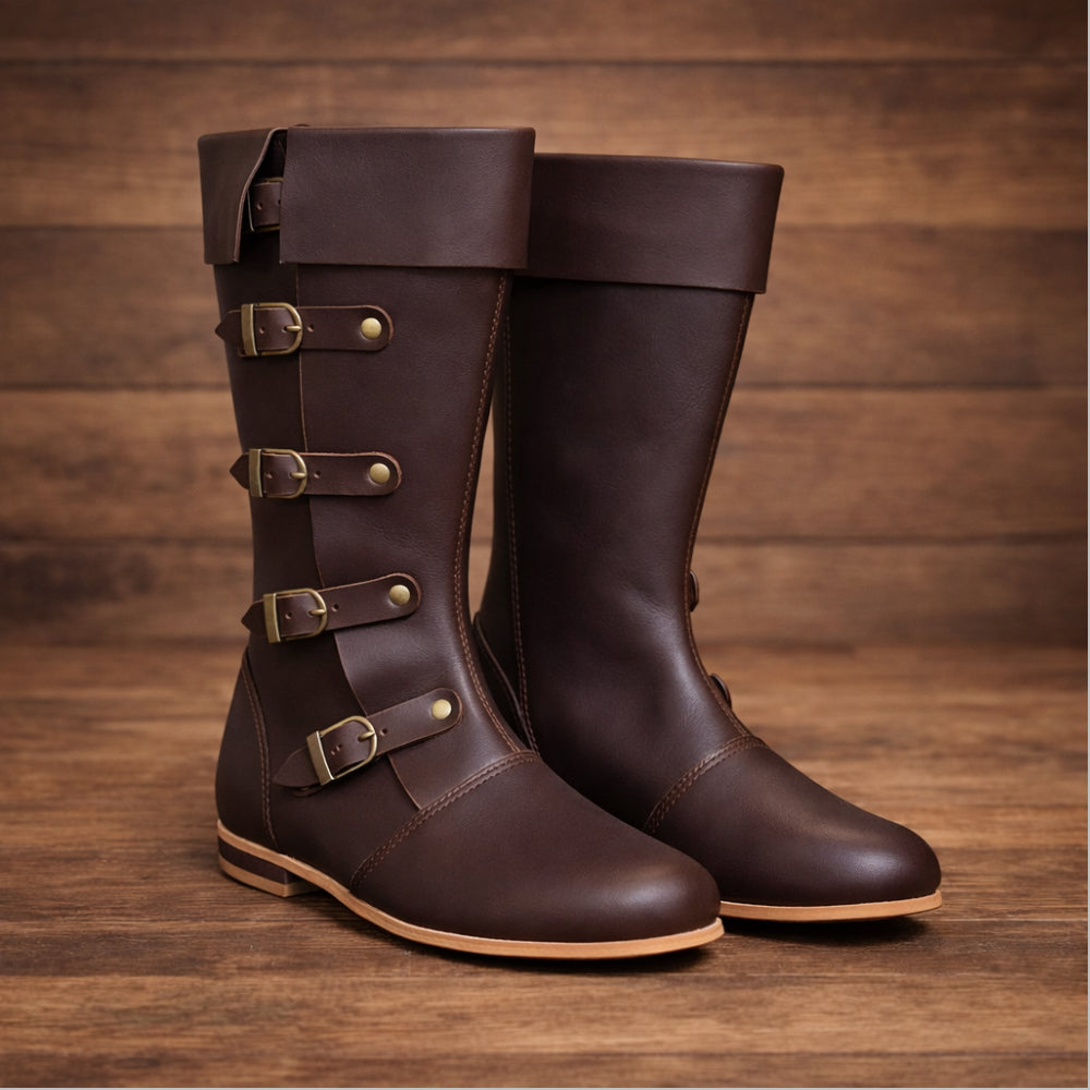 Medieval Leather Renaissance Boots - Viking Pirate Style Renfaire Boots, Reenactments, Theater, Halloween events