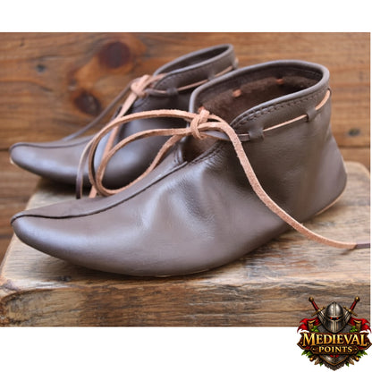 Handmade Natural Leather Viking Turn Shoes – Medieval Footwear for Ren Faire, LARP, Costume