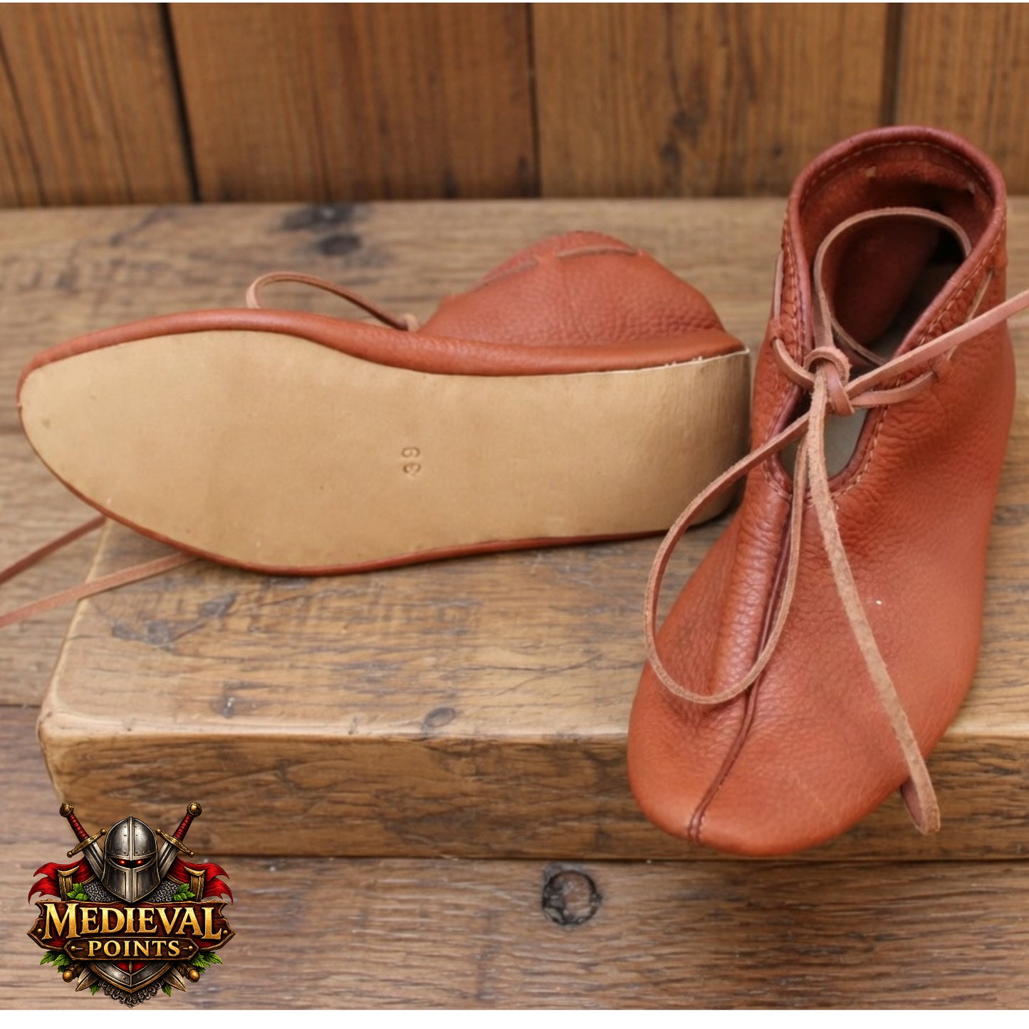 Handmade Natural Leather Viking Turn Shoes – Medieval Footwear for Ren Faire, LARP, Costume