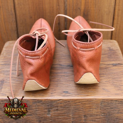 Handmade Natural Leather Viking Turn Shoes – Medieval Footwear for Ren Faire, LARP, Costume