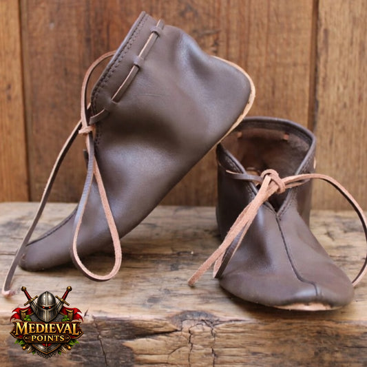 Handmade Natural Leather Viking Turn Shoes – Medieval Footwear for Ren Faire, LARP, Costume