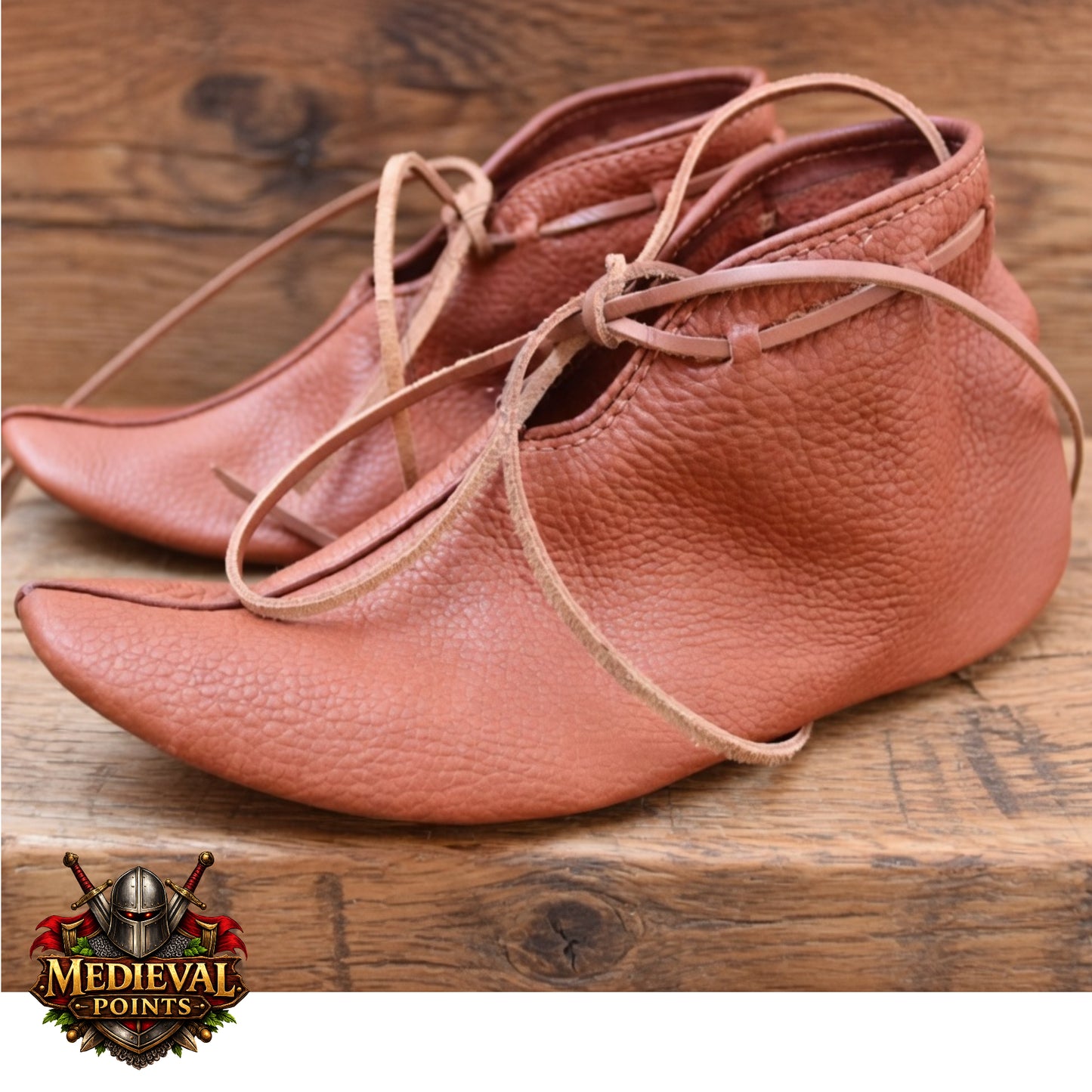 Handmade Natural Leather Viking Turn Shoes – Medieval Footwear for Ren Faire, LARP, Costume