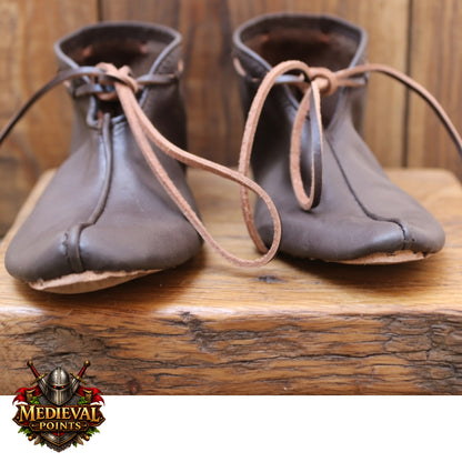 Handmade Natural Leather Viking Turn Shoes – Medieval Footwear for Ren Faire, LARP, Costume