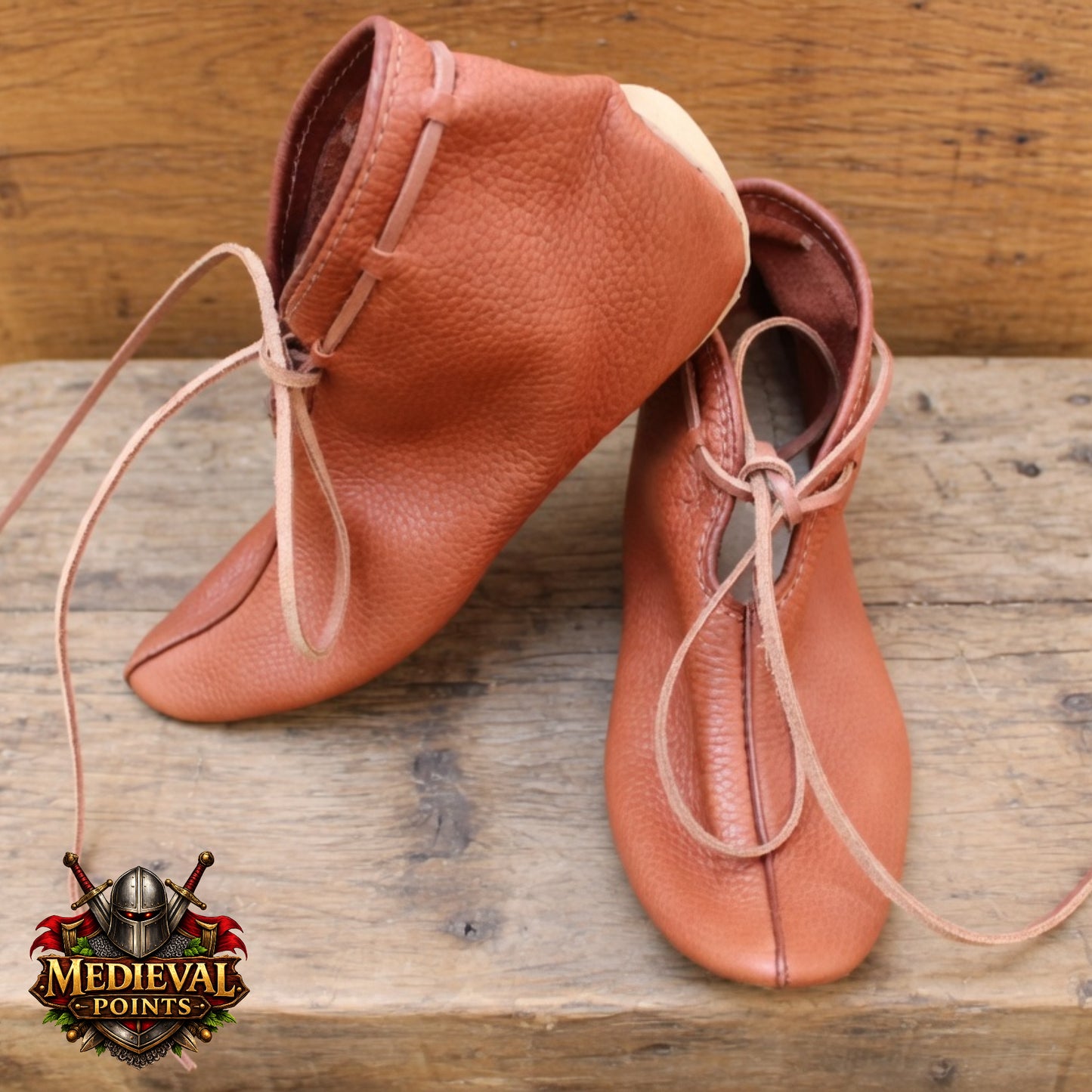 Handmade Natural Leather Viking Turn Shoes – Medieval Footwear for Ren Faire, LARP, Costume