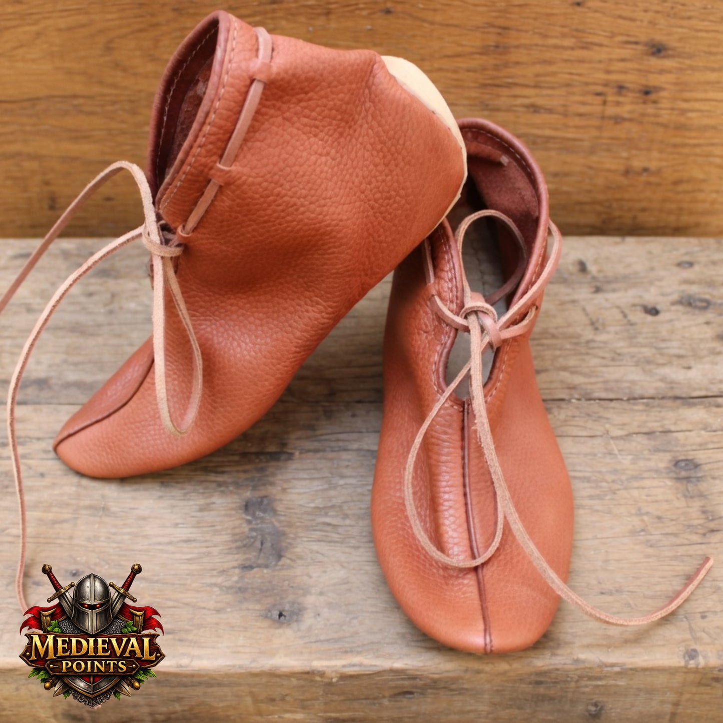 Handmade Natural Leather Viking Turn Shoes – Medieval Footwear for Ren Faire, LARP, Costume