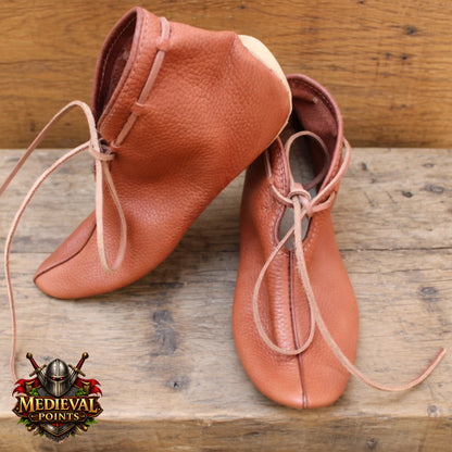Handmade Natural Leather Viking Turn Shoes – Medieval Footwear for Ren Faire, LARP, Costume