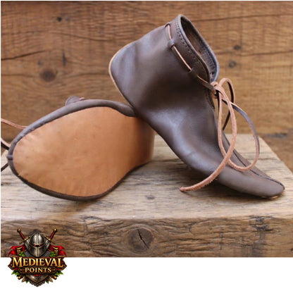 Handmade Natural Leather Viking Turn Shoes – Medieval Footwear for Ren Faire, LARP, Costume