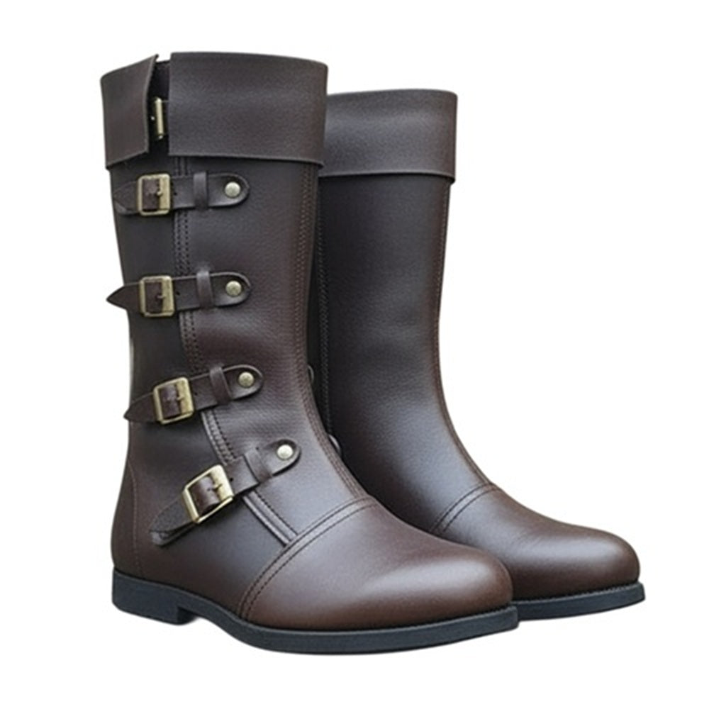 Medieval Renaissance Boots : Viking Pirate Style Ren faire Boots, Brown Reenactments Shoes ,