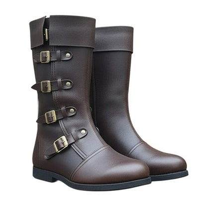 Medieval Renaissance Boots : Viking Pirate Style Ren faire Boots, Brown Reenactments Shoes ,