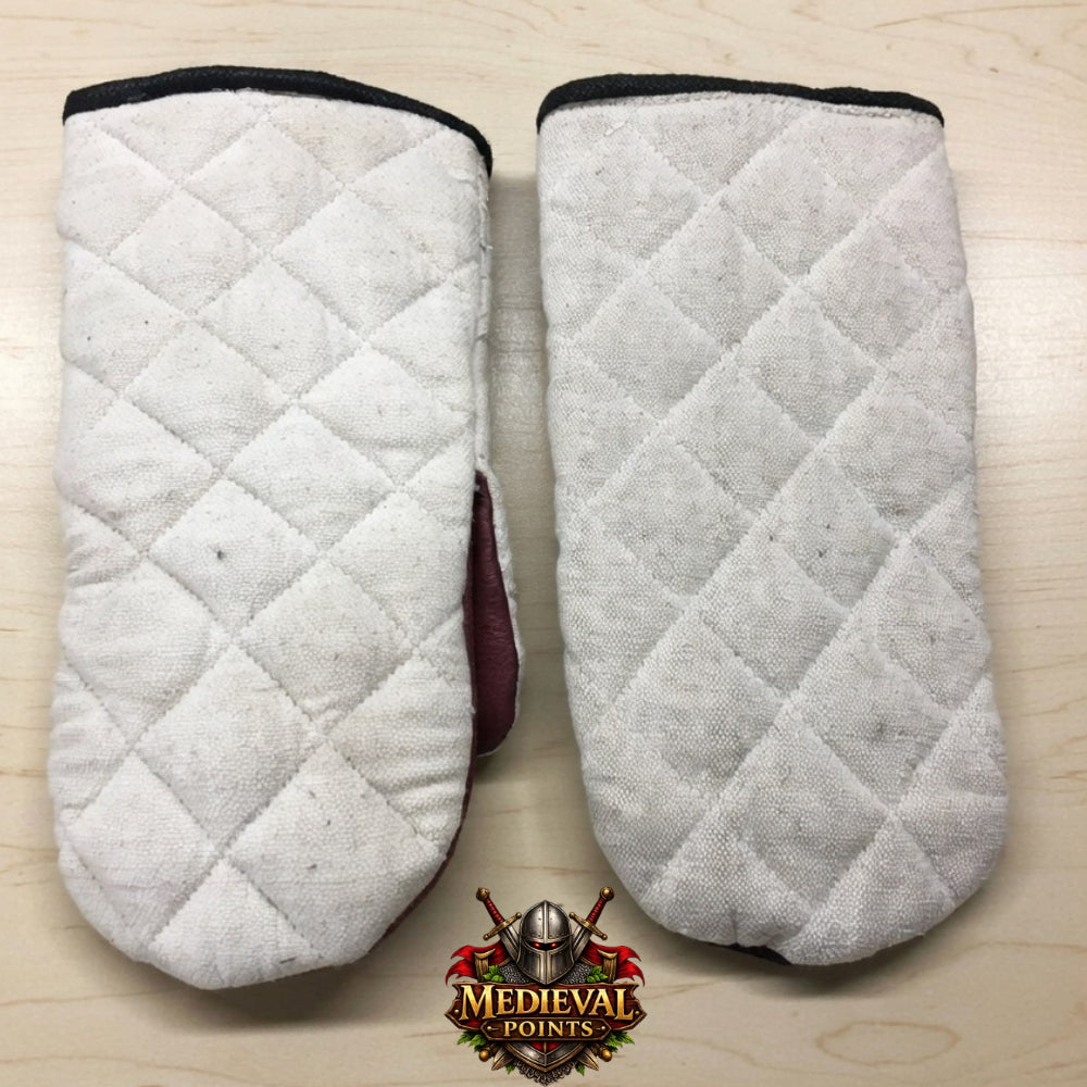 Padded Gloves with Brown Leather Dimond Stitch