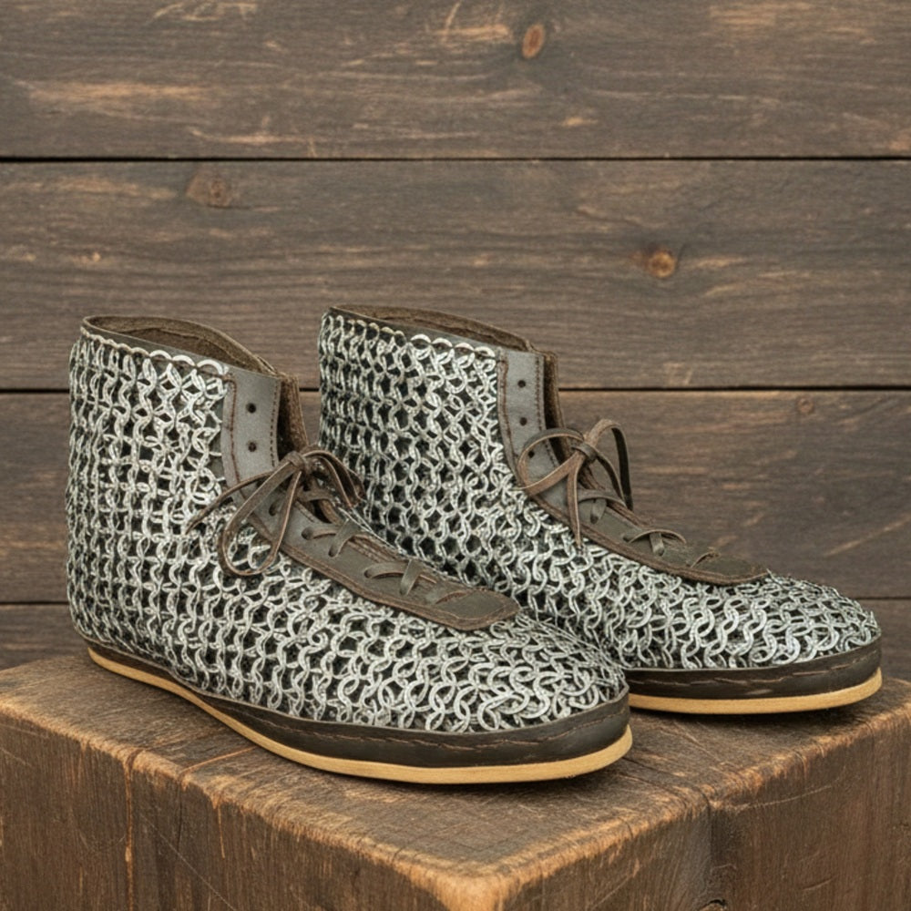 Chainmail Boot – 9mm Flat Ring Riveted Maille Shoes| LARP, Renaissance Boot , Warrior Footwear
