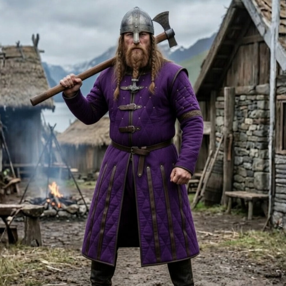 Ren Faire Blue Gambeson Costume – Medieval Padded Armor for Reenactment