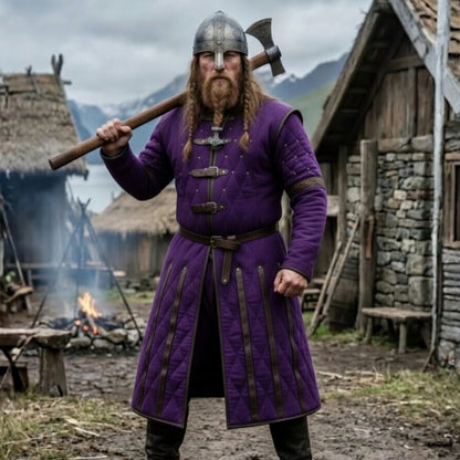 Ren Faire Blue Gambeson Costume – Medieval Padded Armor for Reenactment