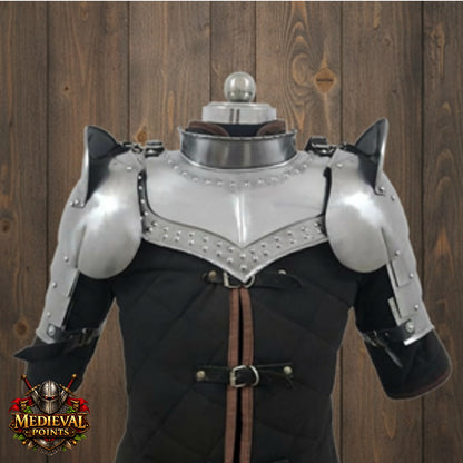 Medieval Knight Armor Gorget Set with Pauldrons – Unisex Shoulder Guard for Adults