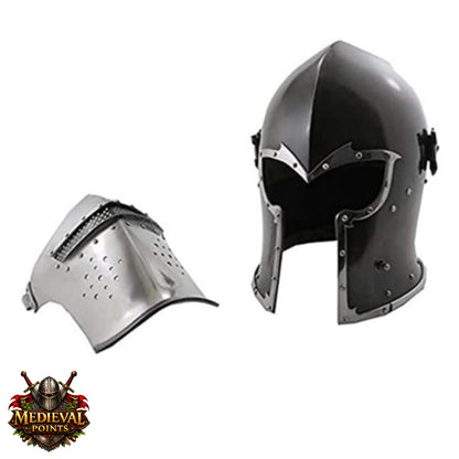 Barbuta Helmet: Functional Barbute Helmet ,wooden stand