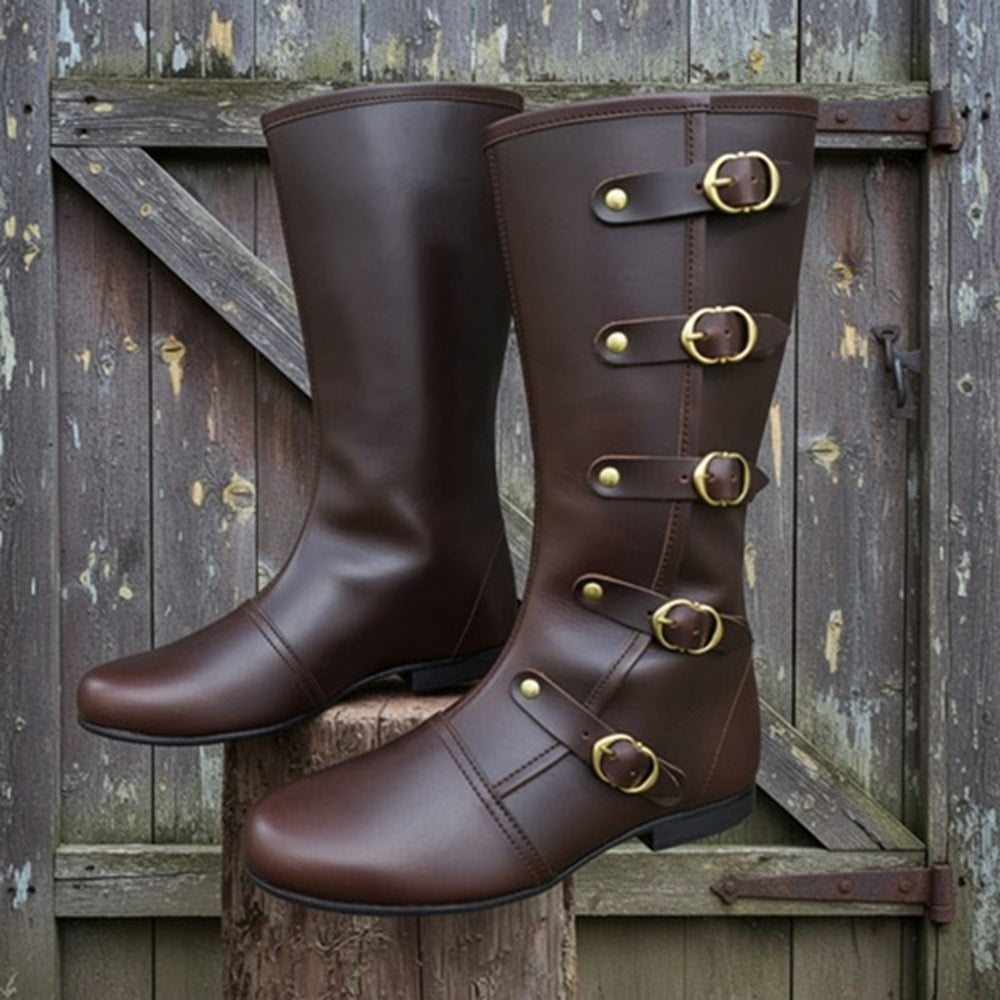 Medieval Leather Boots: Ren Faire Viking Pirate Costume for Halloween Events
