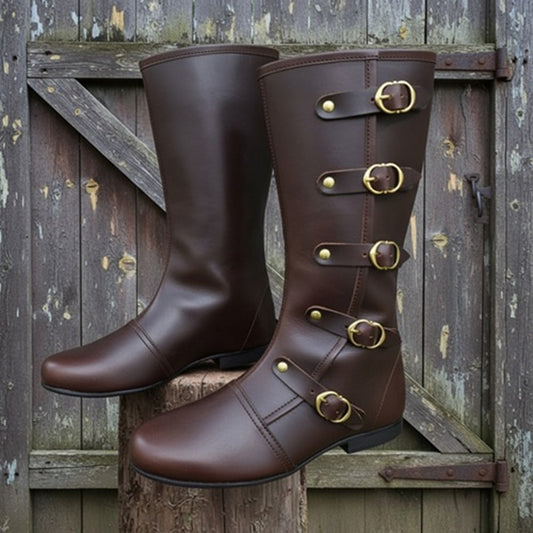 Medieval Leather Boots: Ren Faire Viking Pirate Costume for Halloween Events