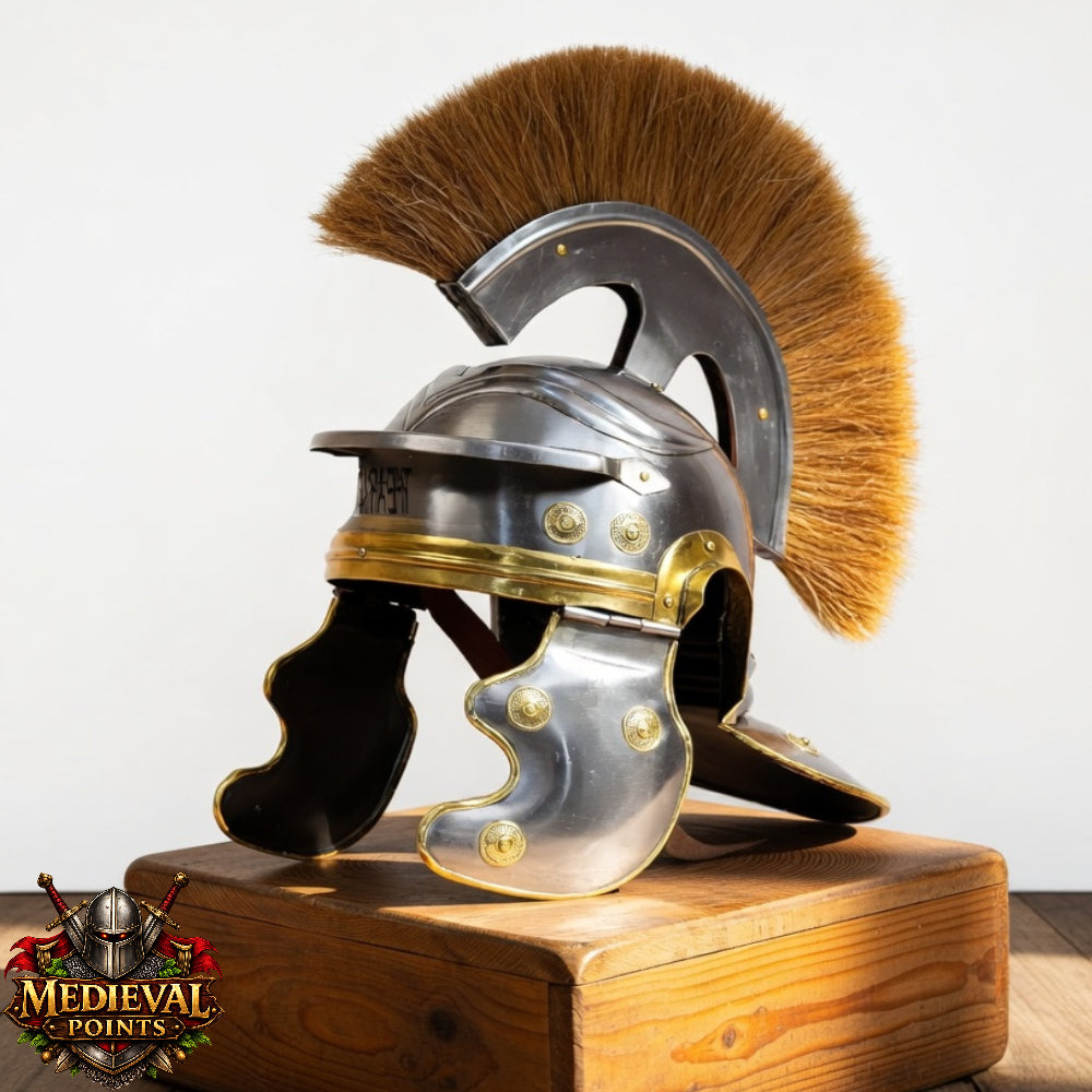 Roman Centurion Helmet : Roman Helmet with Brown Plume